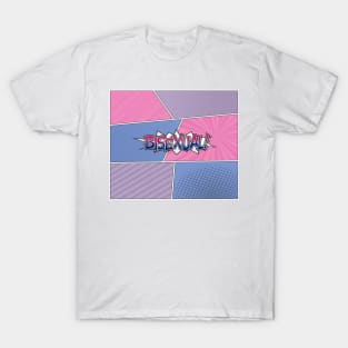 Halftone Bisexual Pride Typography with Flag Background T-Shirt